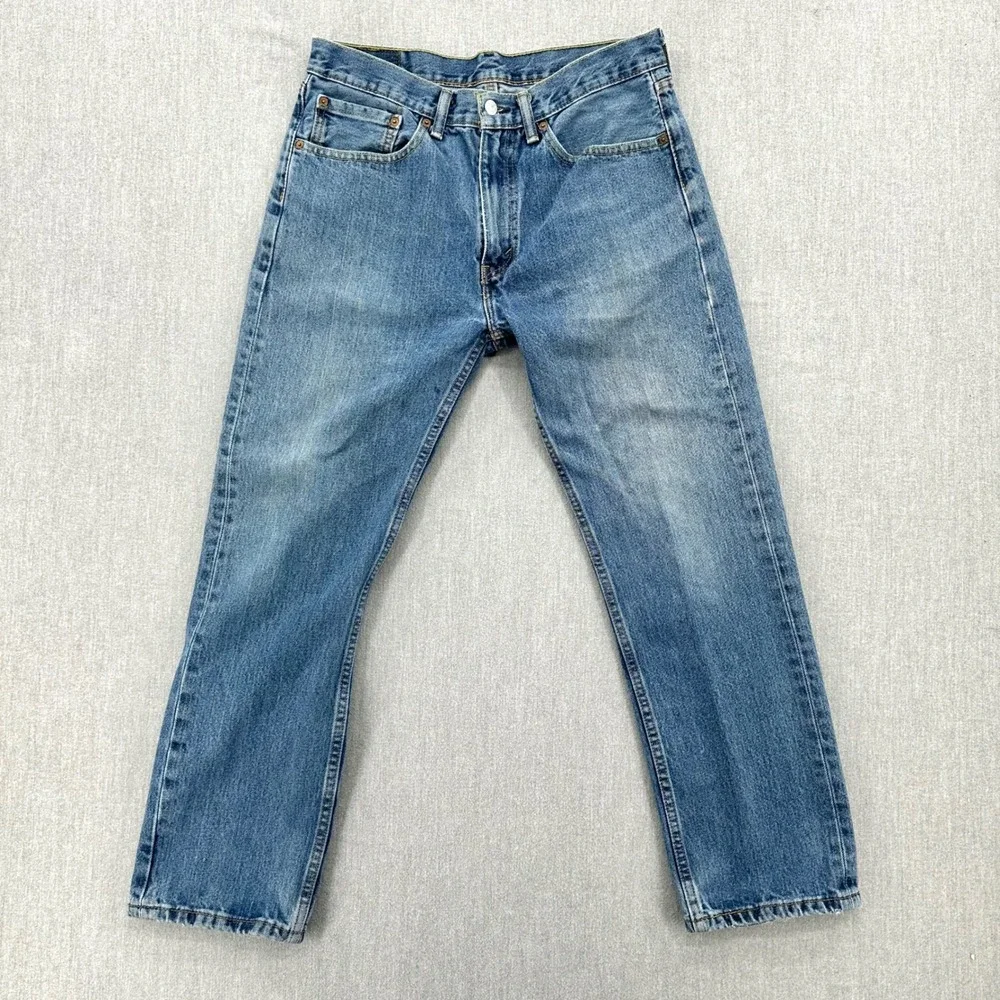 Levi's 505 Jeans Mens 34x30 Blue Regular Fit Straight Leg Medium Wash Denim